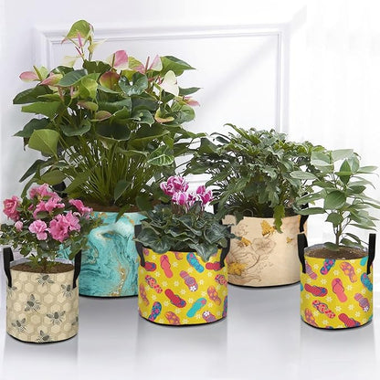 3/5/7/10 Gallon Summer Colors Flip-Flops Breathable Thickened Flower Grow Bag Heavy Duty Plant Pot Containers with Handles for Potato Tomato Fruits Vegetables