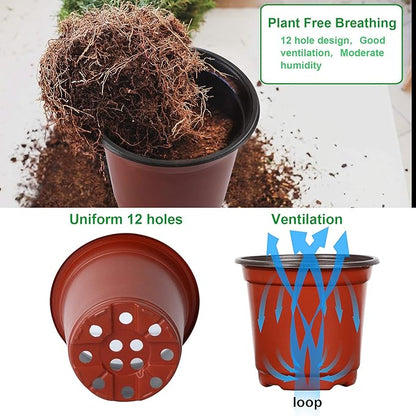 Augshy 110 Pcs 6" Plastic Plants Nursery Pot, Seed Starting Pots for Succulent Seedling Cutting Transplanting