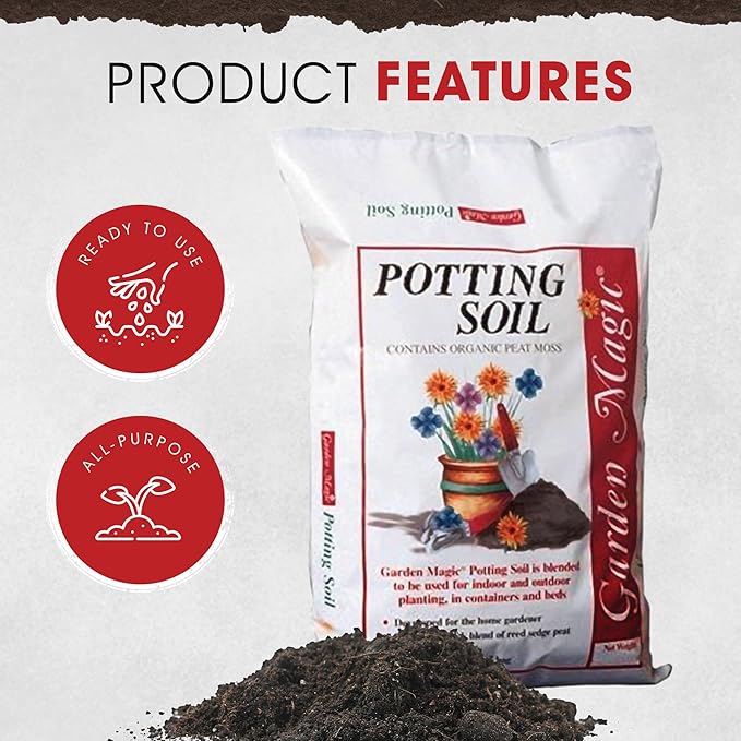 Michigan Peat 5720 Garden Magic General Purpose Potting Soil Mix for Indoor Outdoor Planter Container Gardening, 20 Pound Bag (3 Pack)