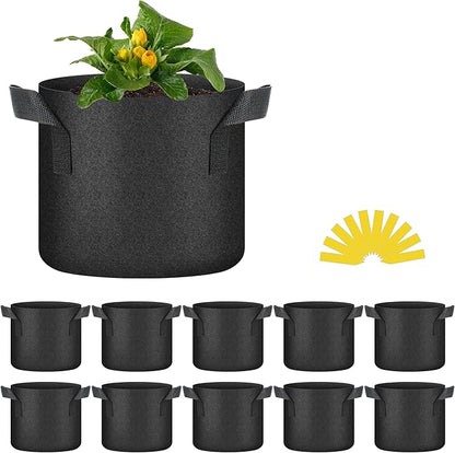 HealSmart Plant Grow Bags 3 Gallon, Tomoato Planter Pots 10-Pack with Handles, Aeration Nonwoven Fabric, Heavy Duty Gardening Planter for Vegetable, Herbs and Flowers, Black 2024 Version
