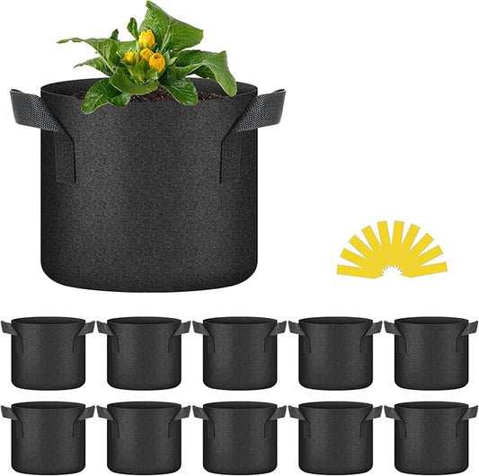 HealSmart Plant Grow Bags 3 Gallon, Tomoato Planter Pots 10-Pack with Handles, Aeration Nonwoven Fabric, Heavy Duty Gardening Planter for Vegetable, Herbs and Flowers, Black 2024 Version
