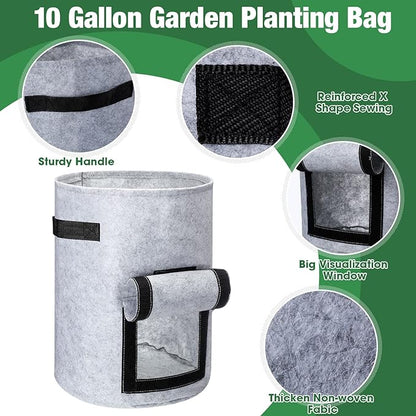 12 Pack Potato Grow Bags 10 Gallon 7 Gallon Garden Planting Bag with Flap Vegetable Grow with Handles and Harvest Window Thickened Nonwoven Fabric Pots for Tomato Vegetable and Fruits(Mix Color)