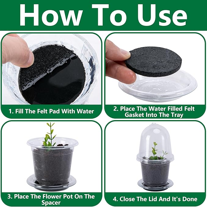 EBaokuup 10 Pack Self Watering Seed Starter Pot, 6.5 x 3.5 Inch Automatic Watering Plant Nursery Pots with Humidity Dome, Self Watering Nursery Pots for Potted Plants Seed Germination