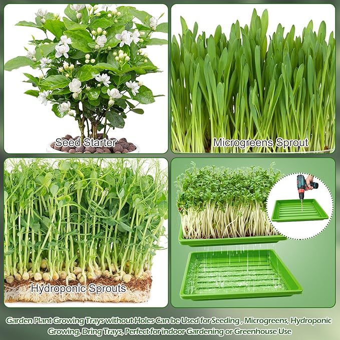 9Set Microgreens Growing Mat with Tray, Microgreen Growing Kit 10″×10″ Wheatgrass Seed Sprouting Starter Mat Hemp Fiber Grow Hydroponic Jute Pad Indoor Organic Production for Germination Sprouts(G)
