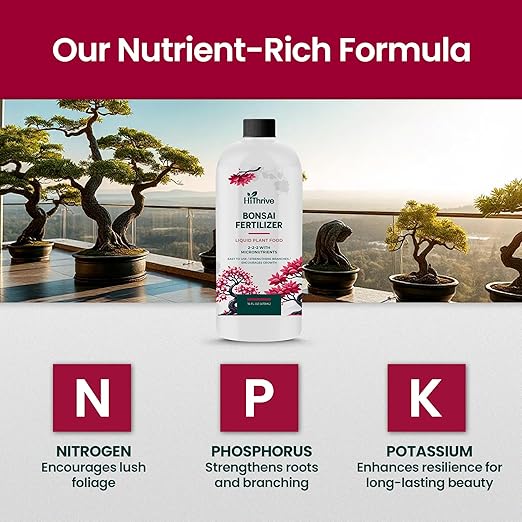 16oz Bonsai Tree Live Liquid Plant Food - Makes 32 Gallons of Bonsai Fertilizer Liquid, Premium Macronutrient Formula Enriched with Micronutrients for Healthy Roots, Branching & Foliage