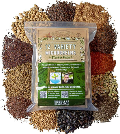 12 Variety Pack Microgreens Seeds Kit - Broccoli Seed for Sprouting Plus Purple Radish, Beet, Sunflower Microgreens, Peas, Shiso, Cilantro, Beet, Pak Choi, Korean Shiso, Cress & More
