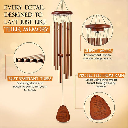 32 Inch Memorial Wind Chimes Outdoor, Sympathy Gifts for Loss of Loved One, Memorial Gifts for Loss of Mom, Sympathy Wind Chimes for Mother, Father, Brother, Sister