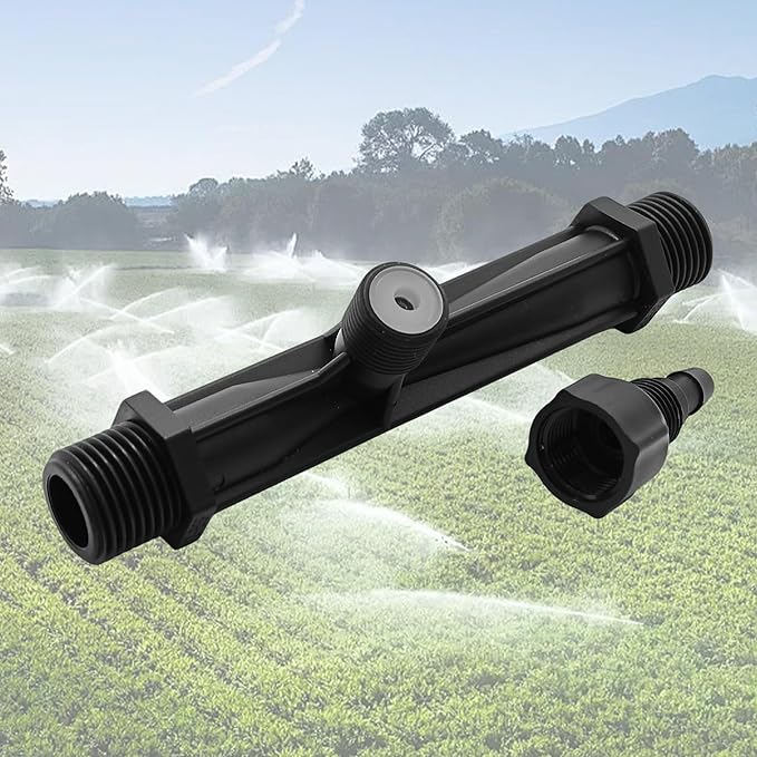 2Pcs 1/2 Inch Venturi Fertilizer Injector, Black Plastic Irrigation Mixer Tube, Agricultural Water System Device for Garden Farm Lawn