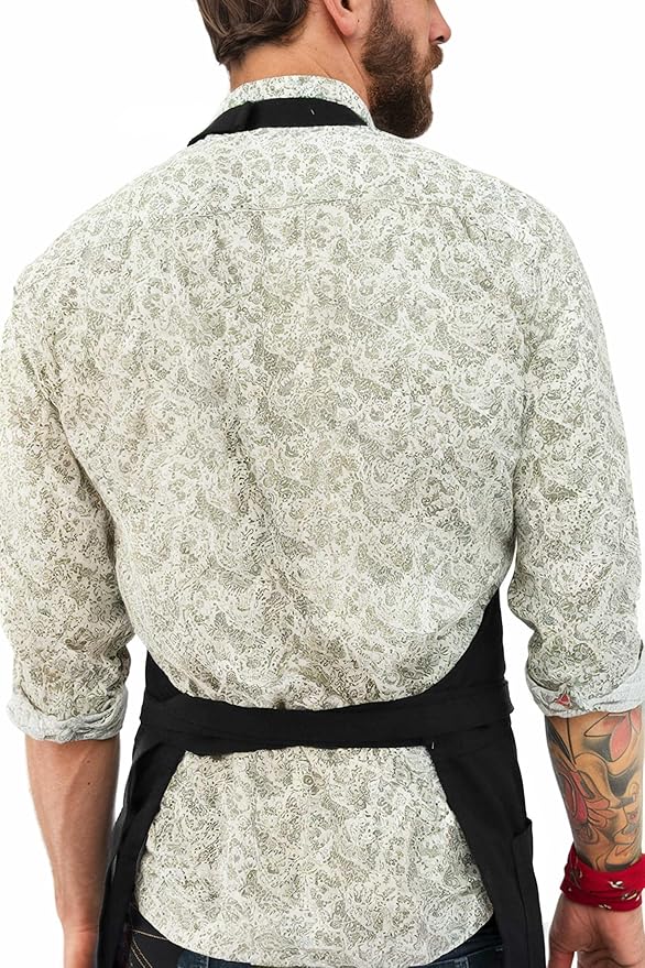 Under NY Sky No-Tie Twill Apron - Leather Reinforcement, Split-Leg