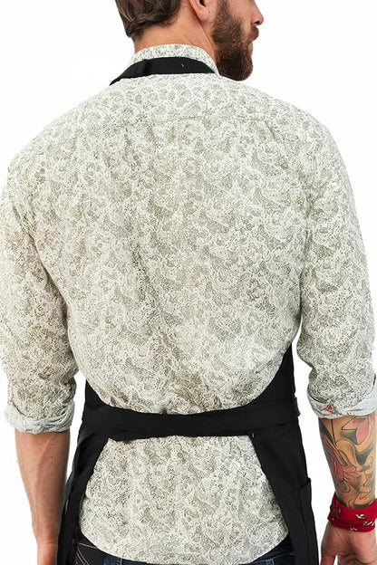 Under NY Sky No-Tie Twill Apron - Leather Reinforcement, Split-Leg