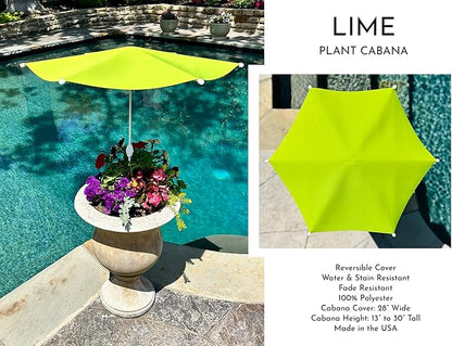 Fixed Plant Shade for Potted Plants 28" x 30" Outdoor Container Sun Shade Cover Premium Fabric Canopy with Fiberglass Frame & Soil Anchor Stripes & Solids Assembly Required