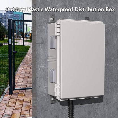 Electrical Junction Box, Ventilated Design, Cable Grommets, Indoor/Outdoor Use with Mounting Panel & Hinged Cover. Waterproof IP 65. (Grey Cover, 19.7"x15.7"x7.9")