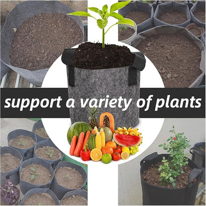 Grow Bags,Growing Pot Bags Garden Grow Bag Indoor Outdoor Fabric Aeration Plant Pot Container Flower Vegetable Pouch (Dark Gray,5 Gallon)