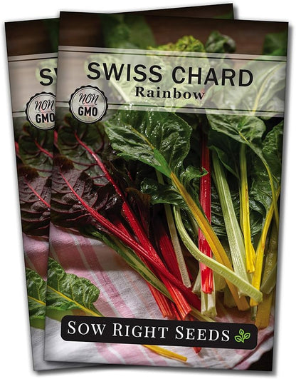 Sow Right Seeds - Rainbow Swiss Chard Seeds for Planting - Non-GMO Heirloom Packet with Instructions to Plant and Grow a Home Vegetable Garden - Nutritious Chard Greens for Cooking (2)