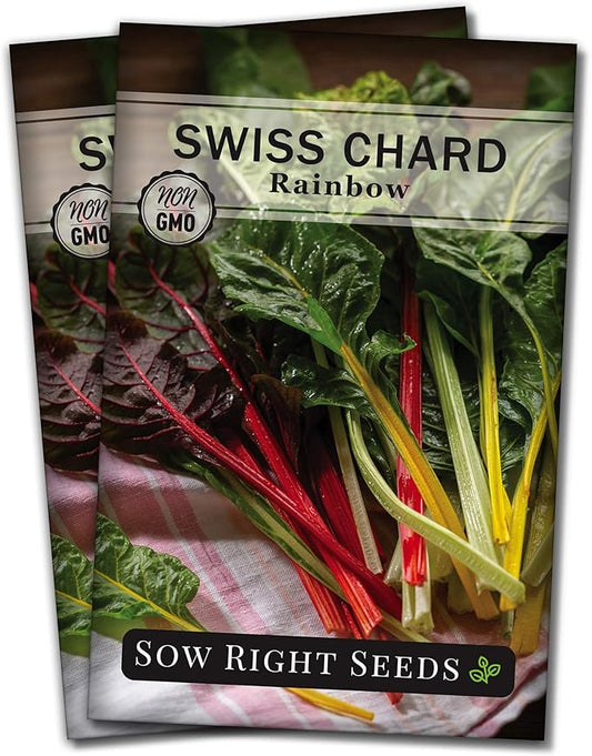 Sow Right Seeds - Rainbow Swiss Chard Seeds for Planting - Non-GMO Heirloom Packet with Instructions to Plant and Grow a Home Vegetable Garden - Nutritious Chard Greens for Cooking (2)