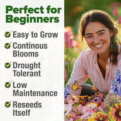 HOME GROWN Premium Monarch Butterfly Wildflower Seeds Mix (2oz) - 20000+ Non-GMO Milkweed Seeds for Monarch Butterflies - Perennial Wildflowers - Bulk Flower Seeds for Pollinator Gardens