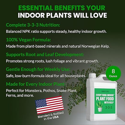 Humboldts Secret Everything Indoor Plant Food | 3-3-3 All Purpose Liquid Fertilizer with Norwegian Kelp | Supports Growth and Strong Roots | Nutrients for Houseplants & Indoor Plants | 32 Ounce