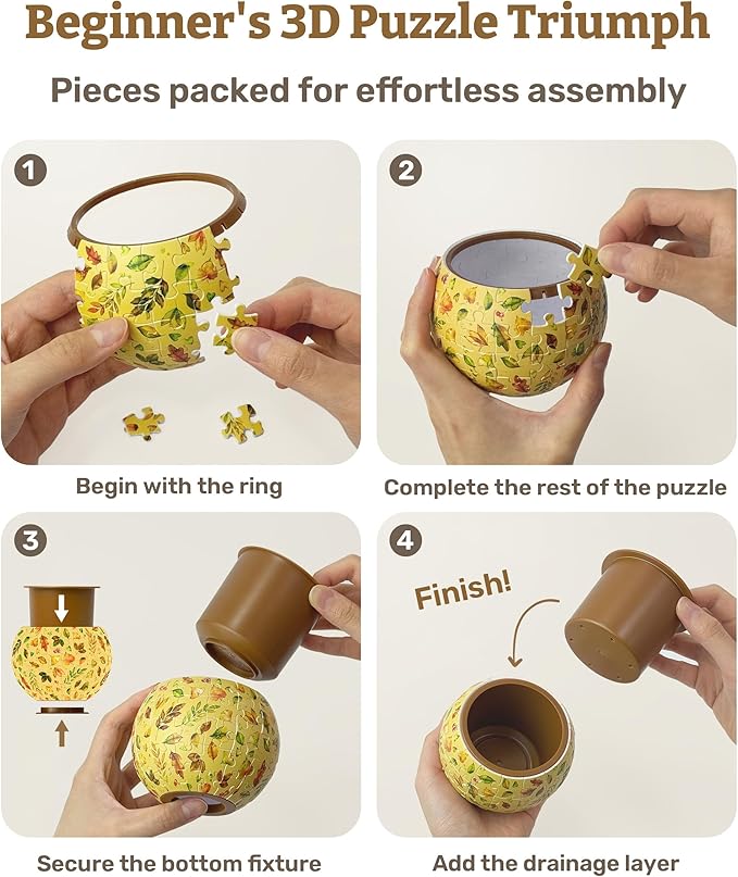 PieceRelax 3D Puzzle Planter 80 Pieces - Flower Pot - Danish Folklore Style, Home Decor Flower Pots for Indoor Cactus, Succulents Pots [K1117]