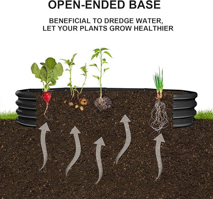 Raised Garden Bed Galvanized Planter Box Outdoor, Rot-Resistant Metal Garden Bed Planter for Vegetables Flower Herb (6.5ft, Black)