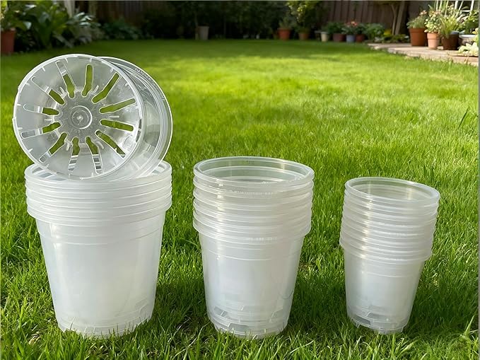 12 Pack 6.7/5/4.5 Inch Clear Plastic Pots for Plants，Thickened and Durable Nursery Pots for Plant，Plastic Plant Pot Seedling Planter Seed Starter Flower