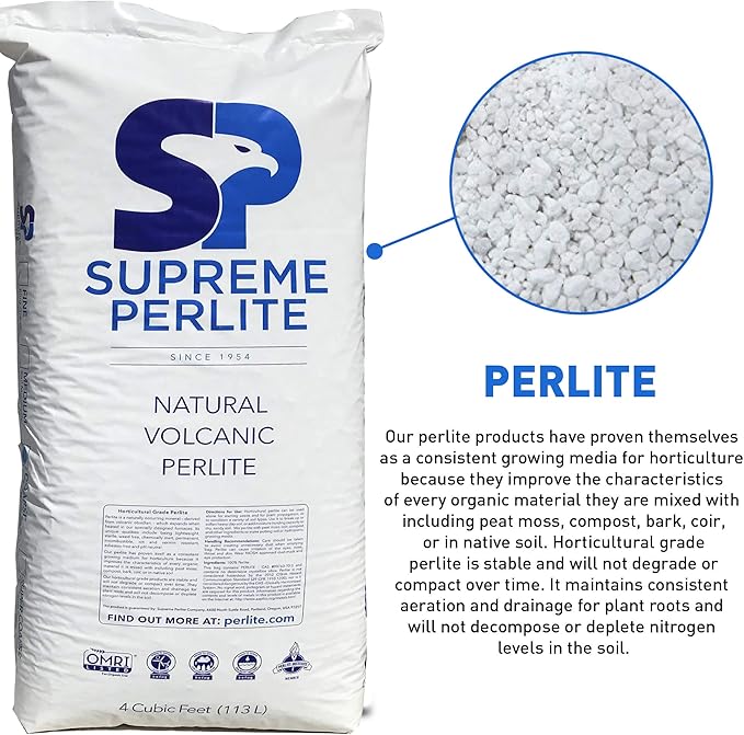 Supreme Perlite Super Coarse Horticultural Grade Expanded Perlite – 4 Cubic Foot – 113 Liters – 103 U.S. Dry Qrts – Indoor & Outdoor Use – OMRI Listed