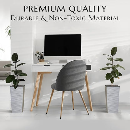 Mueller Janska M-Resin Heavy Duty Tall Planter, Indoor/Outdoor Grande Plant, Tree, Flower Pot, 2-Piece Set, 27.5”, Modern Design, Built-in Drainage, Light Grey