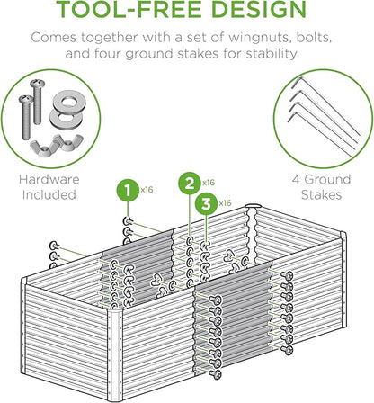 Best Choice Products 4x2x2ft Outdoor Metal Raised Garden Bed, Deep Root Box Planter for Vegetables, Flowers, Herbs, 119 Gallon Capacity, 100% Non Toxic Materials - Dark Green
