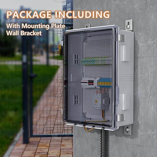 ABS Electrical Junction Box, Ventilated Design, Cable Grommets, IP65 Waterproof Enclosure, Indoor/Outdoor Use with Mounting Panel (Clear Cover, 19.7"x15.7"x7.9")
