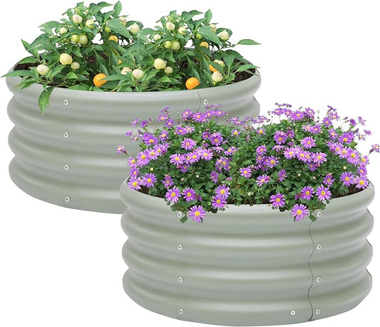 2-Pack 2x1ft Galvanized Raised Garden Bed, Outdoor Planter Bed, Metal Planter Box for Gardening and Planting,Light Green