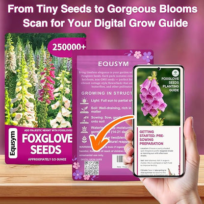 250,000+ Foxglove Seeds Bulk Pack - Tall Spire Blooms, Mixed Colors for Garden Borders, Easy Planting for Home Gardening - Ideal for Backyard Flower Beds, Landscaping, and Pollinator-Friendly Gardens