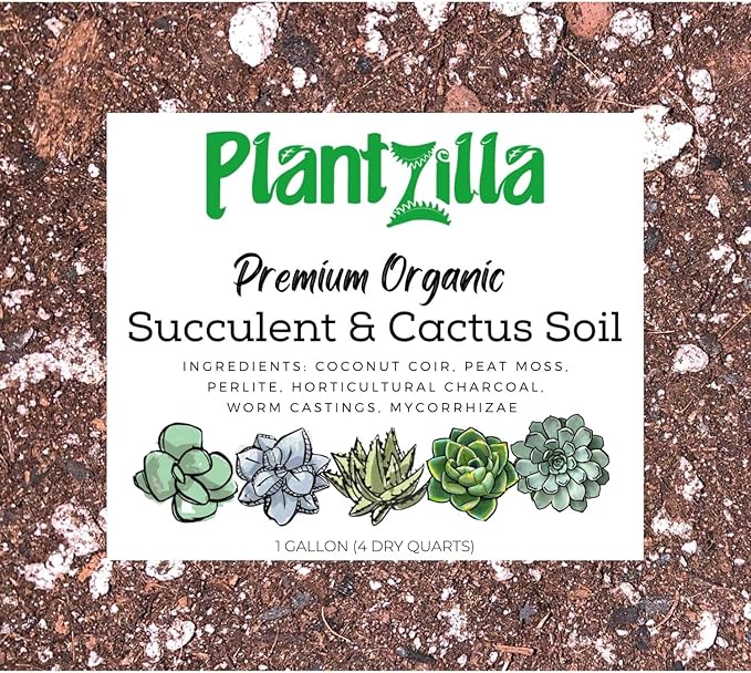 Organic Succulent and Cactus Potting Soil Mix - Premium Quality, High Drainage - 1 Gallon (4 Dry Quarts)
