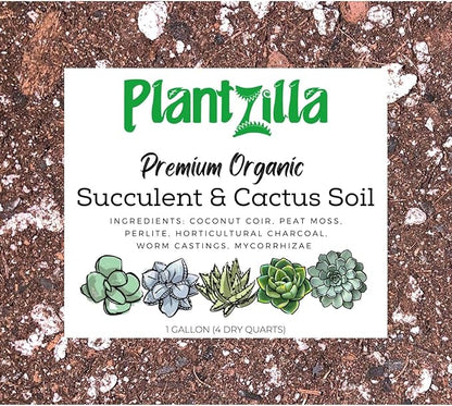 Organic Succulent and Cactus Potting Soil Mix - Premium Quality, High Drainage - 1 Gallon (4 Dry Quarts)