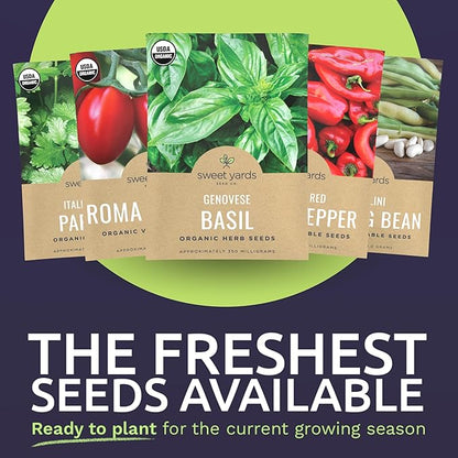 Organic Italian Garden Seeds Variety Pack - 12 Individual Packs - 2026 Season - Genovese Basil, Italian Giant Parsley, Chioggia Beet & More! for Indoor & Outdoor Planting (Non-GMO, Certified Organic)