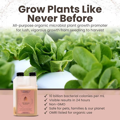 Tribus Organic Microbial Inoculant | Root Booster for Plants, Increases Plant Yield, Root Growth, Flower & Fruit Quality | Visible Root Growth in 24Hrs | Pet & Planet-Safe | Made in The USA | 8.5oz