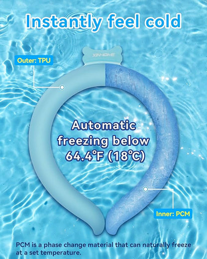 Neck Cooling Tube Wraps Ice Ring Neck Cooler Personal Ice Pack Wrap for Hot Weather Gel Reusable Wearable Gel Cooling for Summer Heat Hot Flashes Freezer Below 64.4℉
