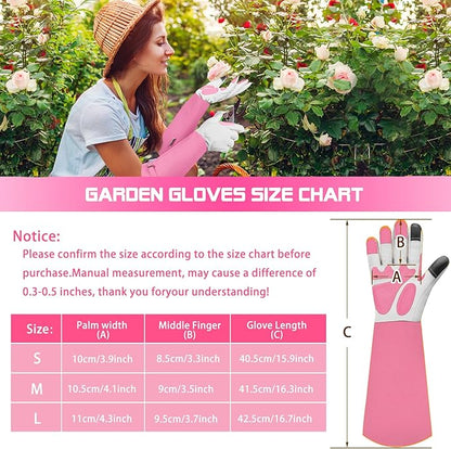 Long-Gardening-Gloves for Women/Men - Thorn Proof Rose Pruning Gloves Heavy Duty Gauntlet, Best Garden Gifts for Gardener-M