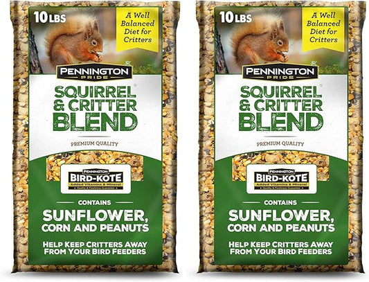 Pennington Pride Squirrel & Critter Blend,with Sunflower Seeds and Peanuts for Squirrels,Helps Keep Critters Away from Bird Feeders,10-lb. Bag,(Pack of 2)