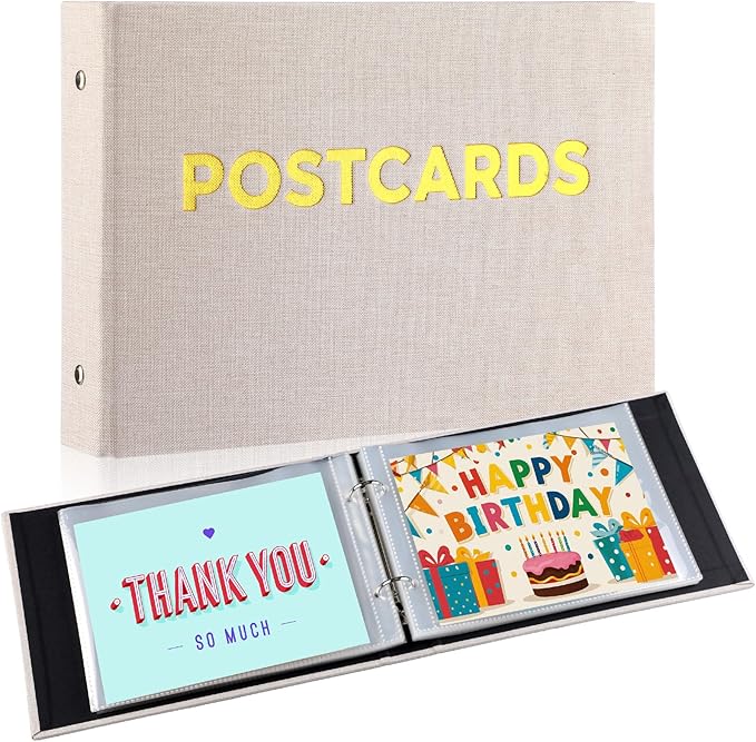 Spiareal Post Card Organizer Set Greeting Card Holder 6 x 8 Inches 100 Pages Stamping Binder Album Display Organization Storage for Memory Greetings Photo Gift