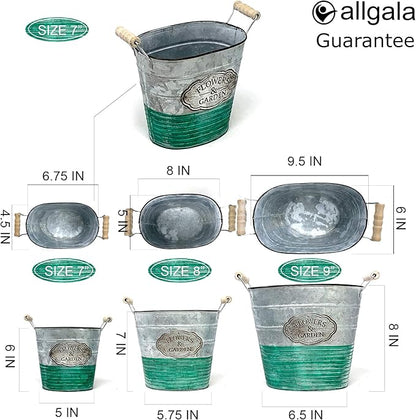allgala Galvanized Planter Pot Indoor and Outdoor Decoration-Oval-7"-HD88303A