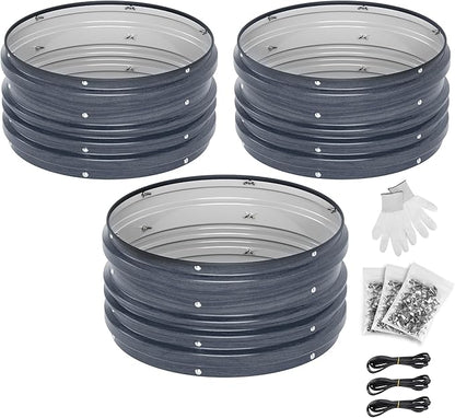 WORKPRO 3Pcs 2x2x1ft Galvanized Raised Garden Bed Set, Rust & Corrosion Protection, Easy Assembly, Safe Edge, Ideal for Vegetables & Flowers, Dark Gray