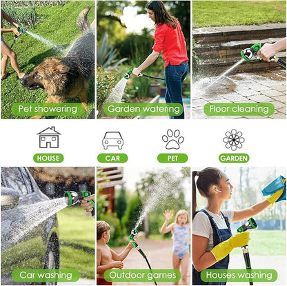 Non-Expanding Garden Hose 50 ft, Lightweight Hose & Flexible Water Hose With 10-Pattern Spray Nozzle, Kink-Free Design, Durable Leakproof Yard Outdoor Hose, Portable Storage Strap, 50 Feet