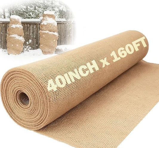 40" x 160 feet Burlap Fabric Roll – Multipurpose Burlap Tree Wrap, Natural Jute Garden Fabric for Outdoor Plant Cover, Weed Barrier Cloth, Landscaping, DIY Crafts, Gardening & Rustic Party Decor