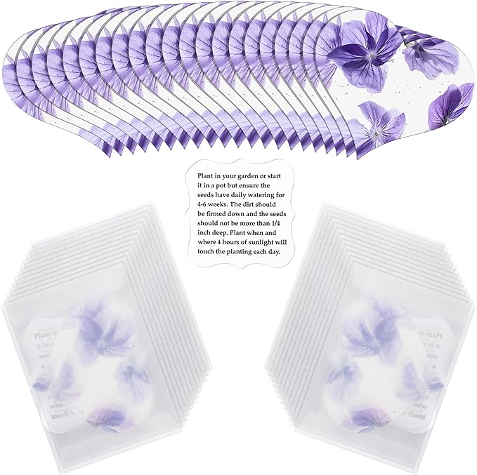 Heart Shaped Plantable Seed Paper Cards, 24 Pack, Purple, Wildflower Seeds