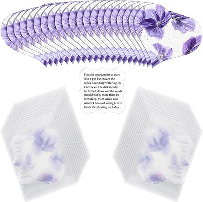 Heart Shaped Plantable Seed Paper Cards, 24 Pack, Purple, Wildflower Seeds