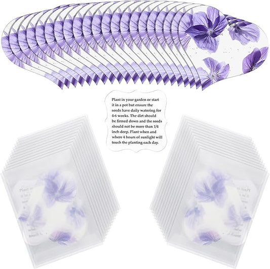 Heart Shaped Plantable Seed Paper Cards, 24 Pack, Purple, Wildflower Seeds