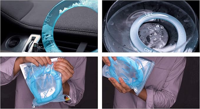 Neck Cooling Tube | Wearable Cooling Neck Wraps for Summer Heat I Hands Free Cold Pack | Reusable Cooler (Blue)