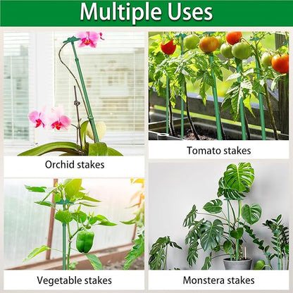 Extendable Plant Stakes, Length Scalable from 17.5IN to 30.1IN Plant Support Stake, Orchid Sticks with Clips for Indoor Outdoor,Garden Stakes for Plant,Tomato,Vegetables,Monstera,Vine - 7Pack
