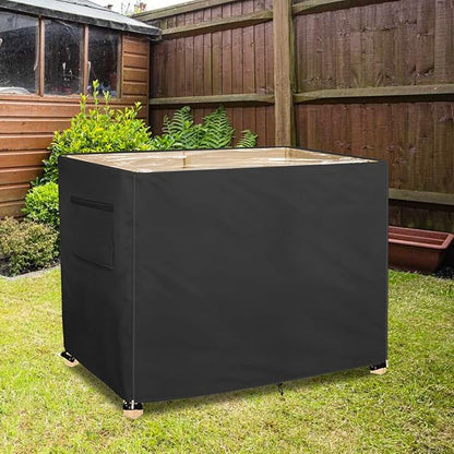 Outdoor Raised Garden Bed Winter Cover with Transparent PVC Top Window,Waterproof Heavy Duty Covers with Split Zipper for 48 x 24 x 30 inch Elevated Wood Planter Box Stand(Black,Cover only)
