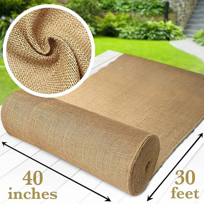 40" x30 Feet Gardening Burlap Roll - Multipurpose Natural Burlap Fabric, High Density Jute Fiber Material for Decorations, Center Pieces for Home, Rustic Party Décor