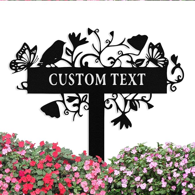 Custom Metal Garden Sign with Stake, Personalized Garden Signs for Outside, Customized Garden Name Signs for Yard Lawn Outdoor Decor Gardening Gifts for Moms Grandmas Gardeners